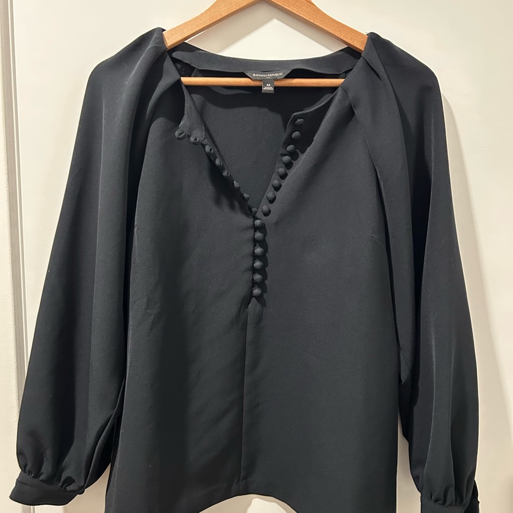 Banana Republic Black Puff Sleeve Blouse